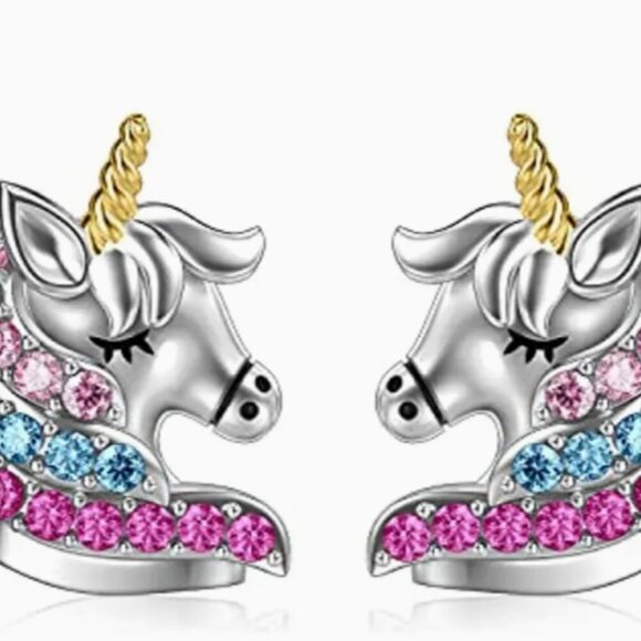 Crystal Rhinestone Unicorn studs Fashion Earrings set - Picture 1 of 3